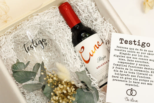 KIT VINO TESTIGO DE BODA - BE LOVE