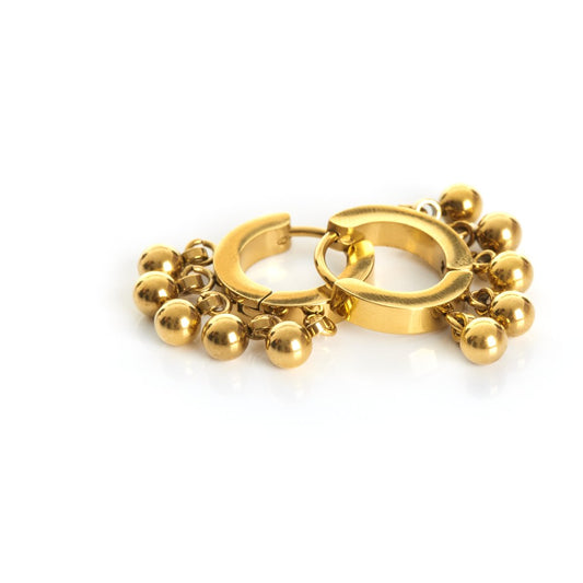 PENDIENTE ARO MINI Y BOLITAS DORADO - Alexah