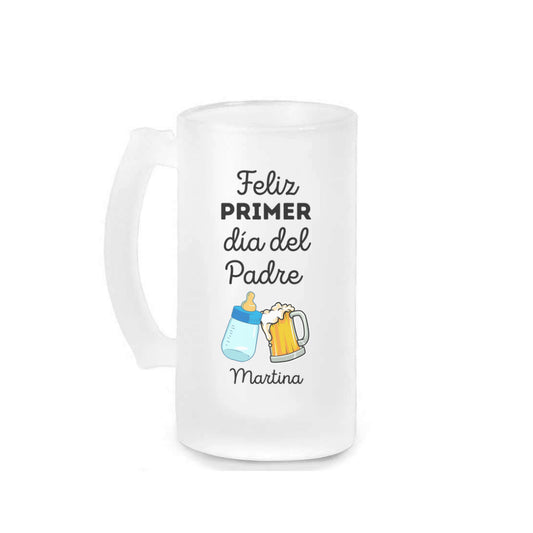 Jarra de Cerveza Personalizada Feliz Primer Día del Padre-Be Love