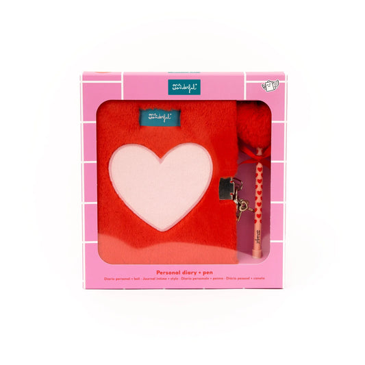 Diario personal + boli - Corazón de peluche -MR WONDERFUL