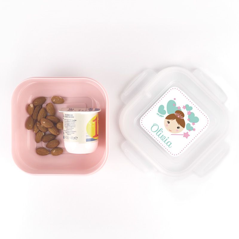 Pack 2 Fiambreras herméticas personalizadas, Arcoíris y Unicornio, color Topo y Rosa- Mi Pipo