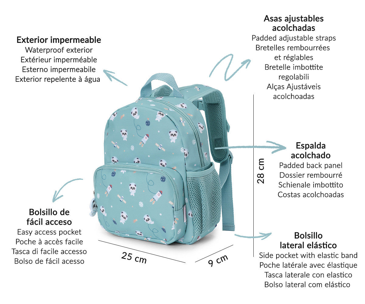 Mochila Infantil Pandas in Space personalizable - Tutete
