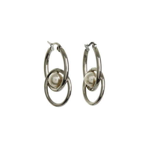 PENDIENTE DOBLE ARO Y PERLA- Alexah