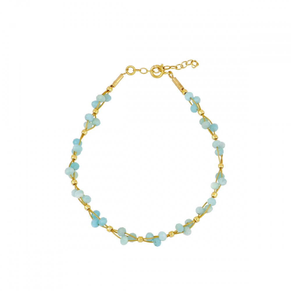 Pulsera Amazonita y Piedra Luna-Plata Chapado Oro