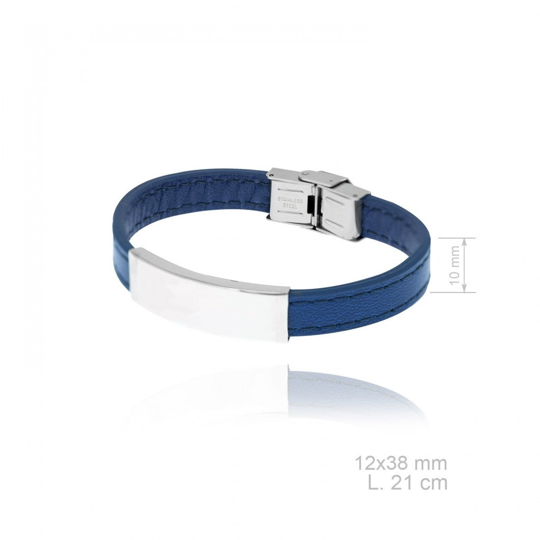 Pulsera Acero y Polipiel Azul