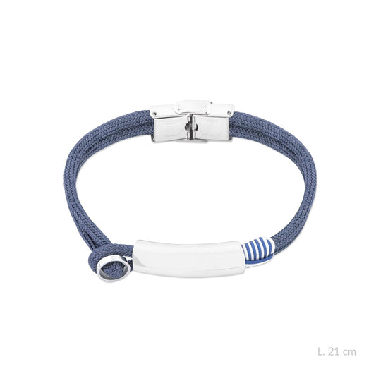 Pulsera Acero, cordón AZUL