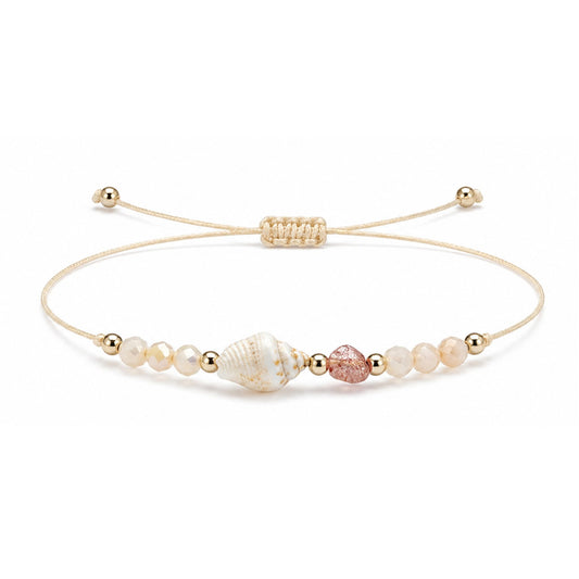 Pulsera Hilo Encerado con Piedras de Color y Caracola