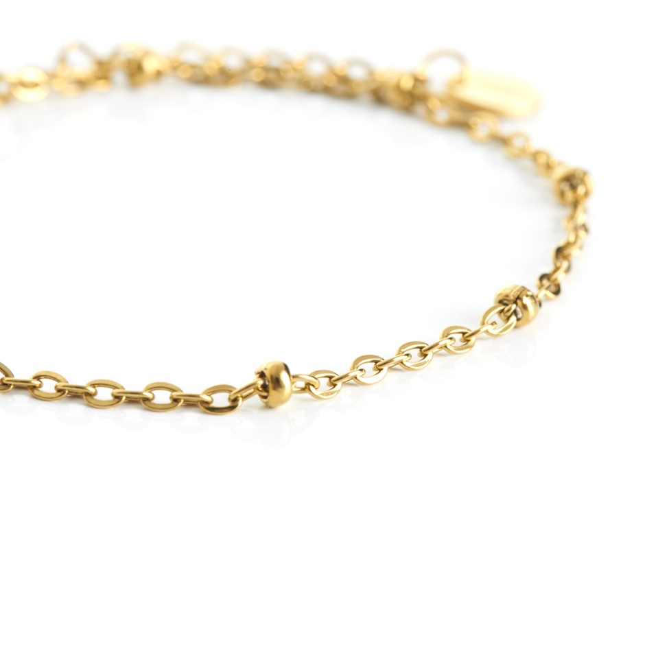 PULSERA MINI ESLABÓN Y BOLITA DORADA- Alexah