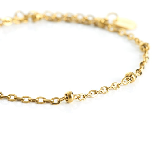 PULSERA MINI ESLABÓN Y BOLITA DORADA- Alexah