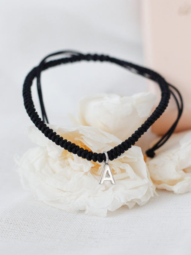 Pulsera Macramé con inicial de Plata-Be Love