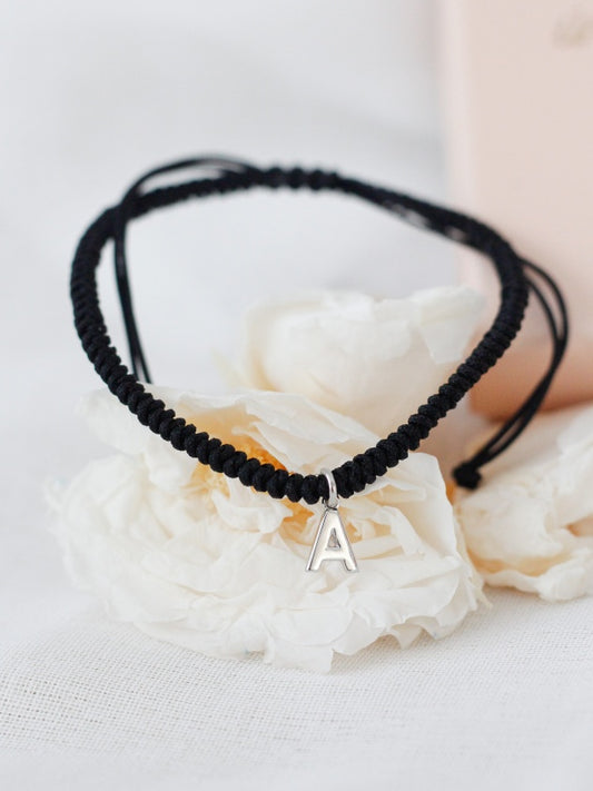 Pulsera Macramé con inicial de Plata-Be Love