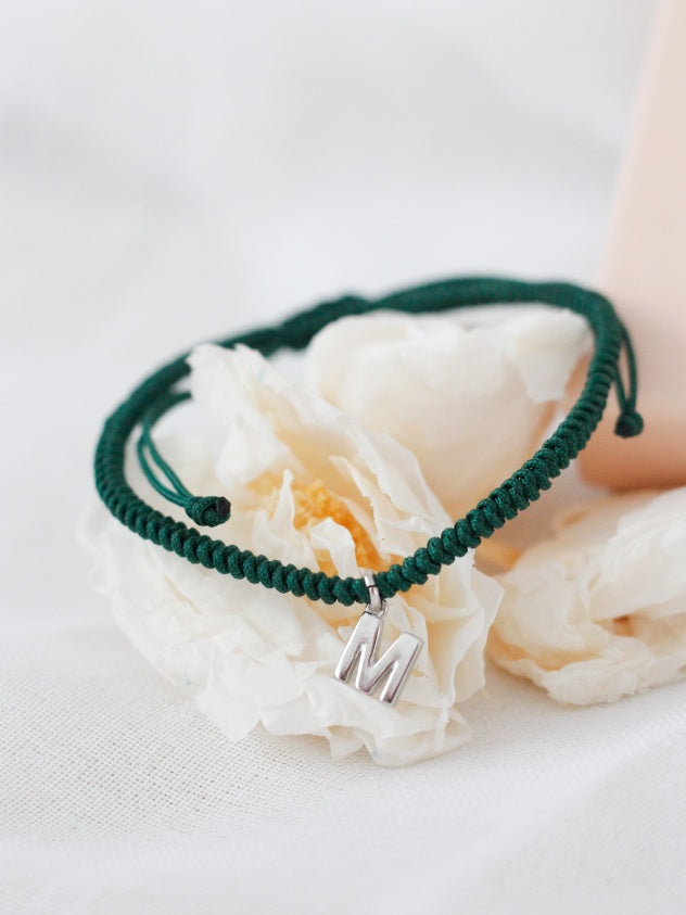 Pulsera Macramé con inicial de Plata-Be Love