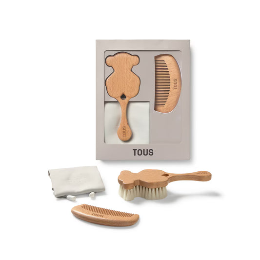 Set de cepillo y peine Tous Baby de madera de haya natural- TOUS