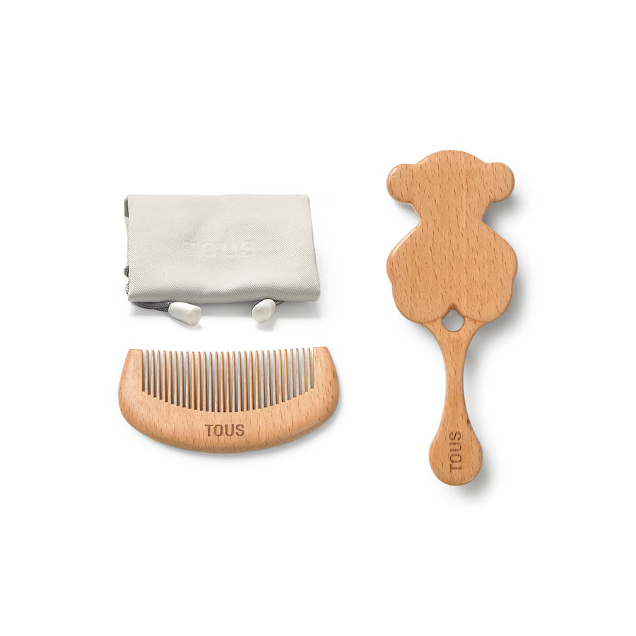 Set de cepillo y peine Tous Baby de madera de haya natural- TOUS