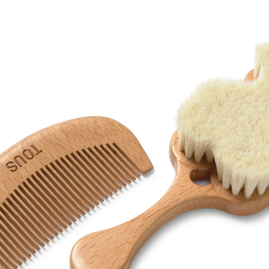 Set de cepillo y peine Tous Baby de madera de haya natural- TOUS