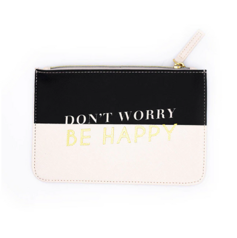 Neceser DON'T WORRY BE HAPPY Negro Beige Blanco y Dorado - DRAEGER