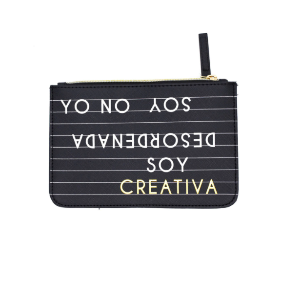 Neceser YO NO SOY DESORDENADA SOY CREATIVA Negro Blanco y Dorado - DRAEGER