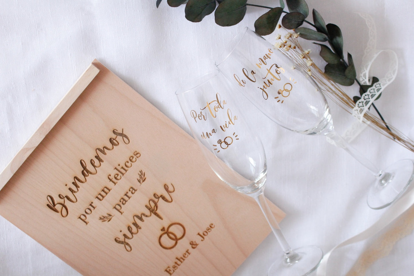 COPAS PARA BRINDAR “POR TODA UNA VIDA...DE LA MANO JUNTOS”- Be Love