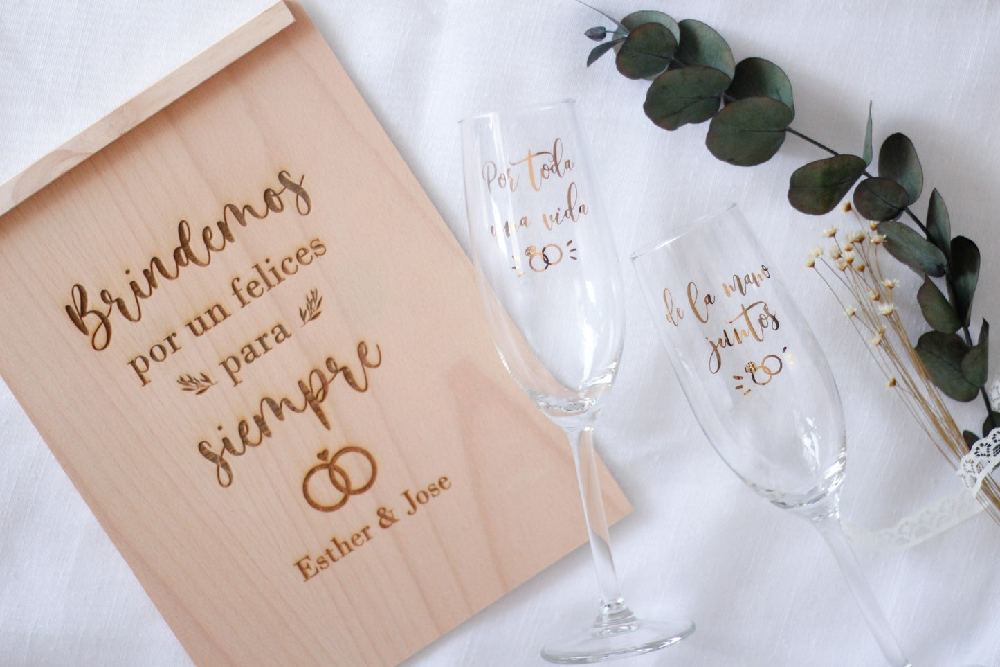 COPAS PARA BRINDAR “POR TODA UNA VIDA...DE LA MANO JUNTOS”- Be Love