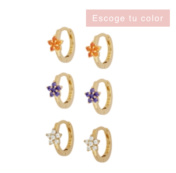 Pendientes Flowers Zirc-BLANCO/LILA/NARANJA