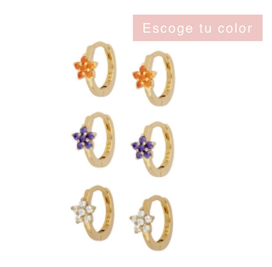 Pendientes Flowers Zirc-BLANCO/LILA/NARANJA