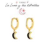 PENDIENTES LUNAS BLACK EDITION- Plata Chapado Oro