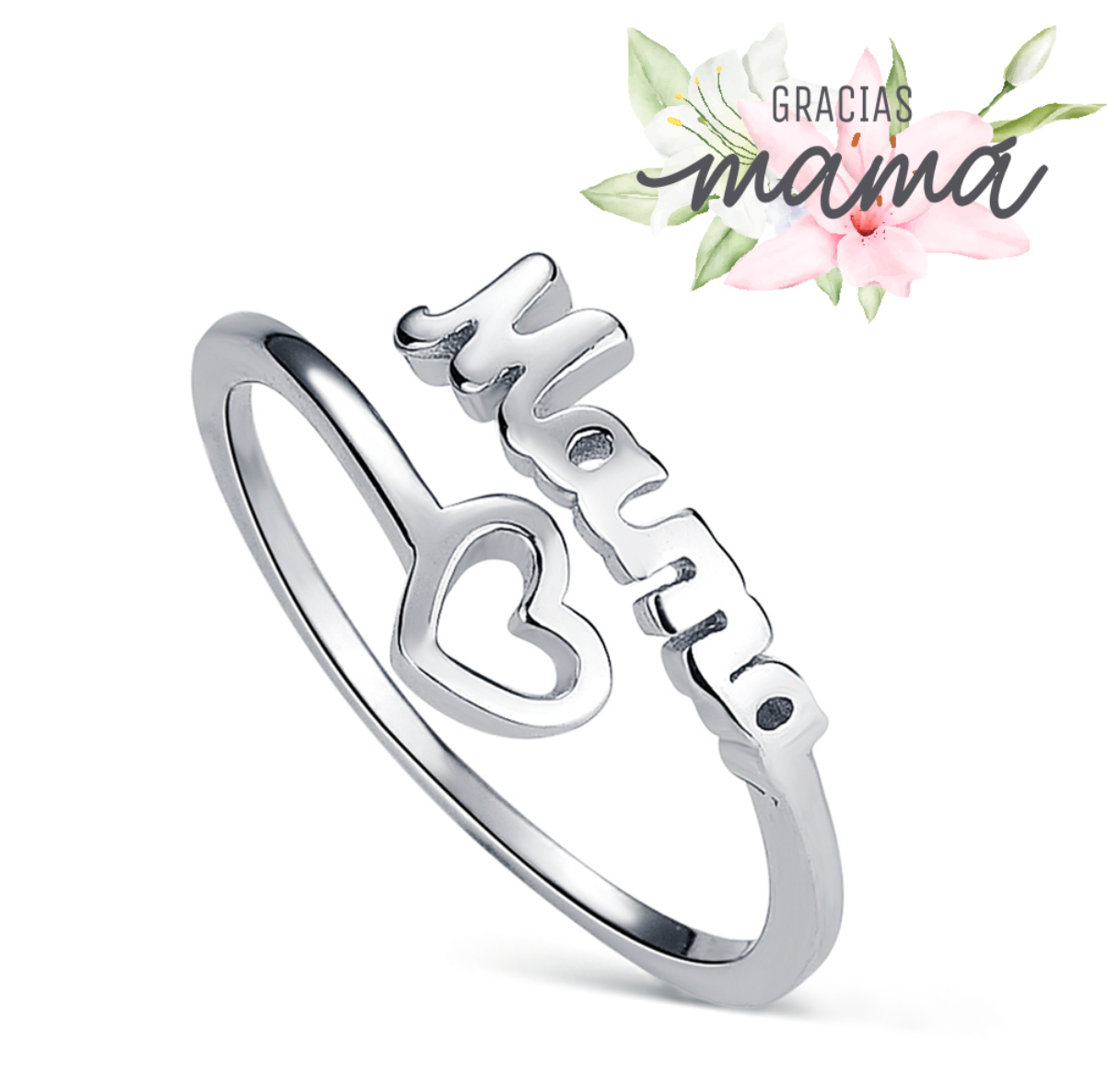 Anillo MAMÁ Tú y Yo Ajustable Plata 925 - Be Love