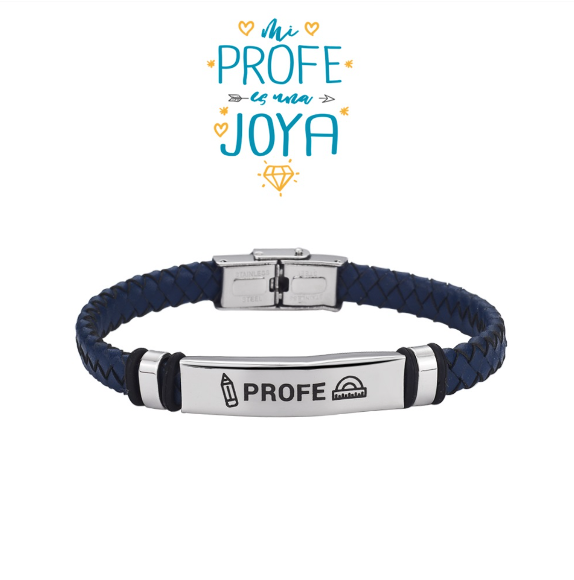 Pulsera de Acero y Cuero PROFE