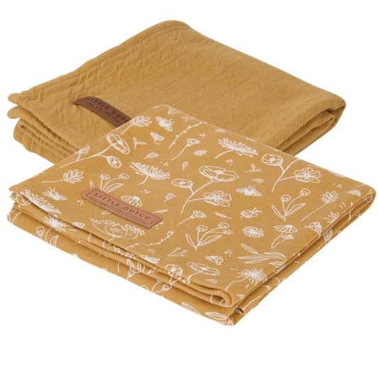 MUSELINAS OCRE 70 X 70 FLORES SILVESTRES - LITTLE DUTCH