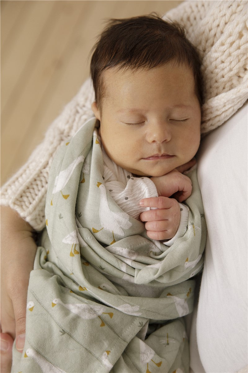 MUSELINAS 70 X 70 PEQUEÑAS OCAS/PURO OLIVE - LITTLE DUTCH