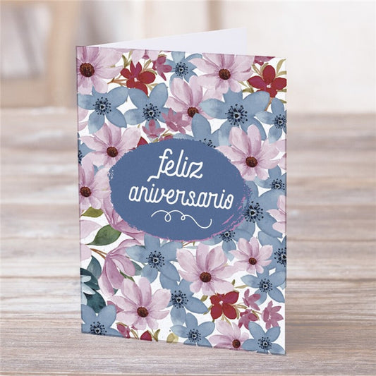 Postal - Feliz aniversario (flores)