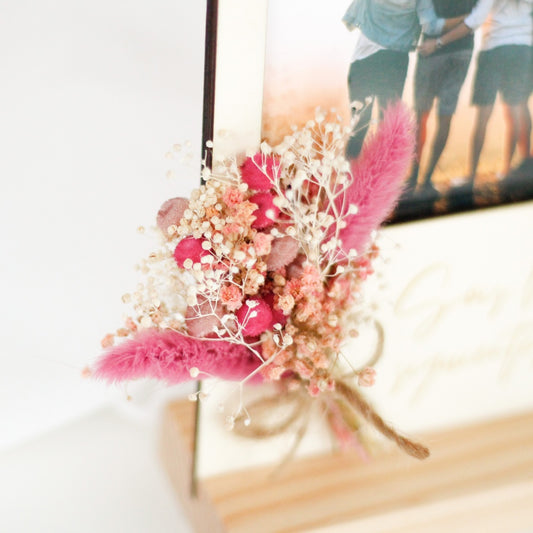 Marco de fotos Personalizable con Flor- Be Love