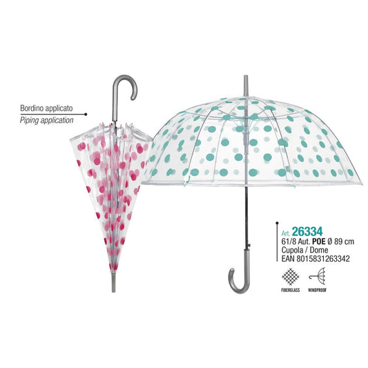 Paraguas Mujer 61/8 Automático POE LUNARES Transparente - Perletti