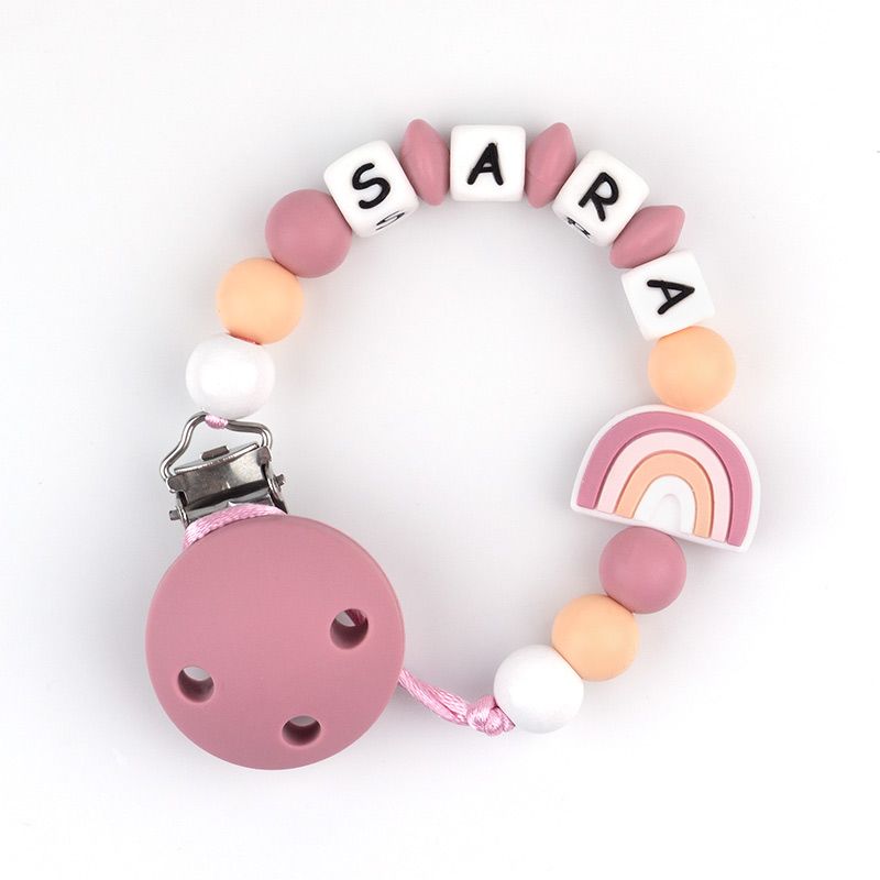 Chupetero PERSONALIZADO de Silicona ARCOÍRIS BLUSH - Mi Pipo