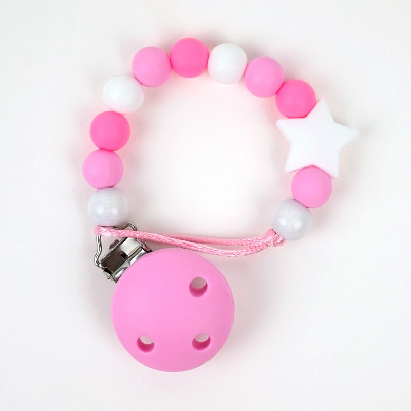 Cadena PORTACHUPETES de Silicona ESTRELLA Rosa - Mi Pipo