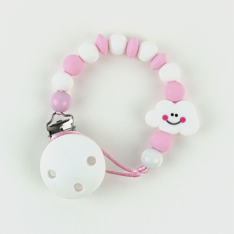 Cadena PORTACHUPETES de Silicona NUBE Rosa - Mi Pipo