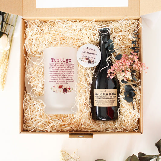 KIT DE CERVEZA PARA TESTIGO DE BODA, DISEÑO FLORES - Be Love