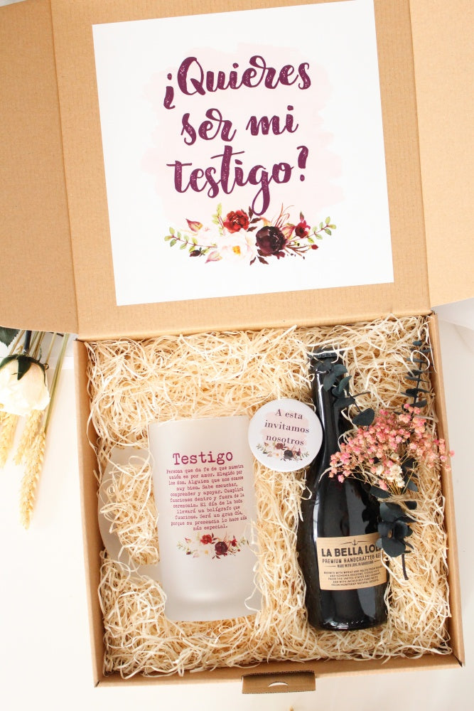 KIT DE CERVEZA PARA TESTIGO DE BODA, DISEÑO FLORES - Be Love