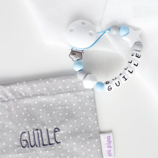 Chupetero PERSONALIZADO de Silicona BABY CELESTE - Mi Pipo