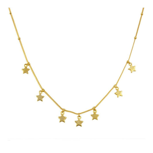 GARGANTILLA CHARMS ESTRELLAS- PLATA CHAPADO ORO 18K