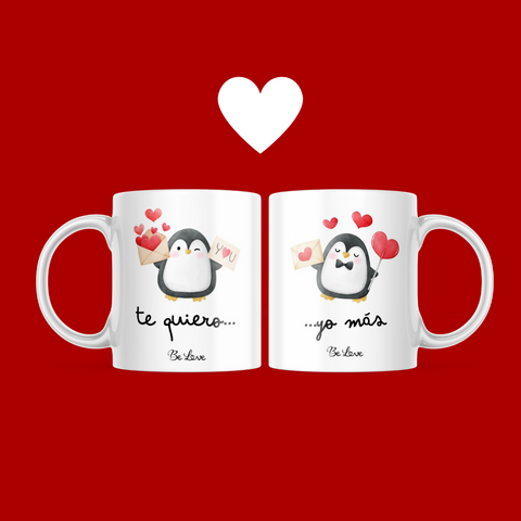 Set de tazas Pingüinos- Te quiero...yo más- Be Love