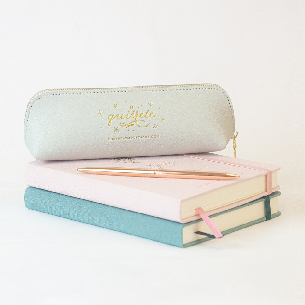 Estuche de Cuero Vegano QUIÉRETE Gris - The Great Moustache