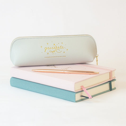 Estuche de Cuero Vegano QUIÉRETE Gris - The Great Moustache