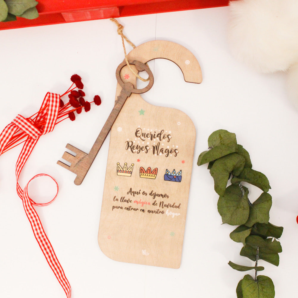 Colgador- Llave Mágica Puerta Reyes Magos- Madera