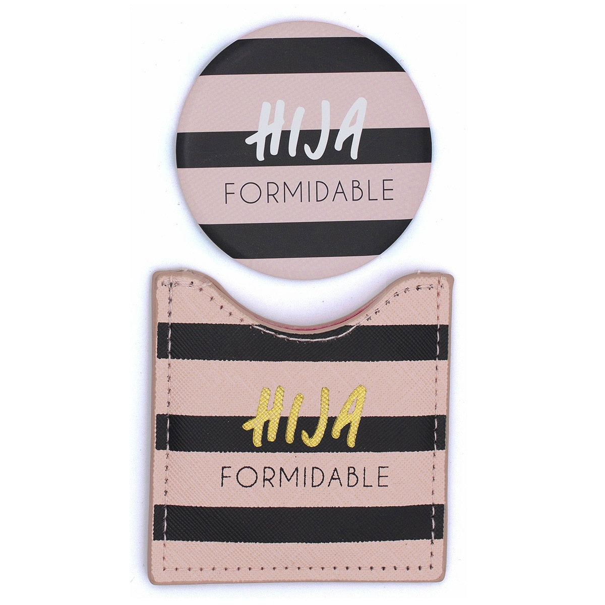 Espejo de Bolsillo HIJA FORMIDABLE Negro y Rosa - DRAEGER