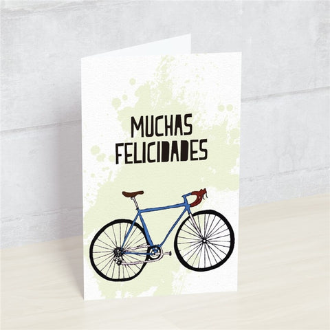 Postal - Muchas felicidades (Bicicleta)