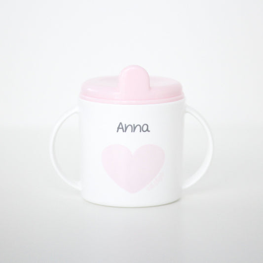 Taza de aprendizaje CORAZÓN Rosa PERSONALIZADA- Mi Pipo