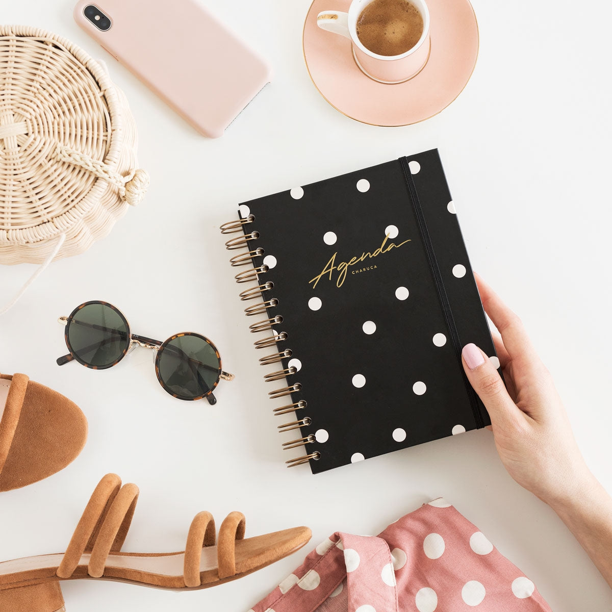 Agenda SIN FECHAS Semana Vista + Notas NEGRA - CHARUCA
