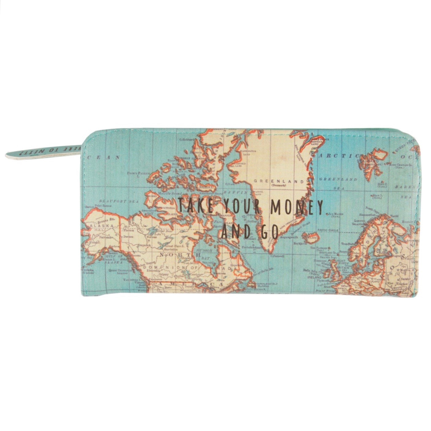 Cartera TAKE YOUR MONEY AND GO Vintage Map - Sass & Belle