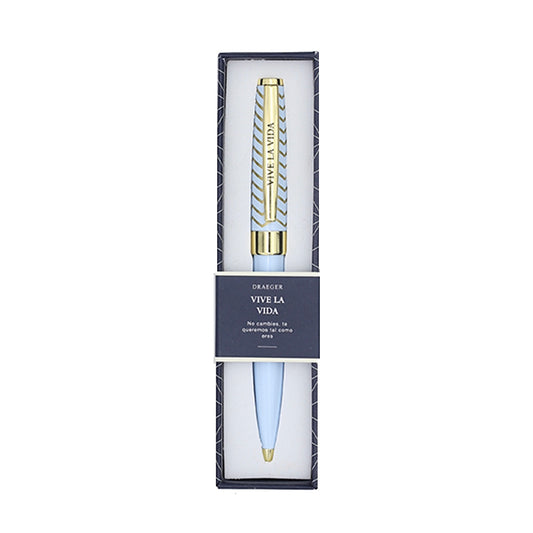 Bolígrafo VIVE LA VIDA Azul Pastel y Dorado - DRAEGER